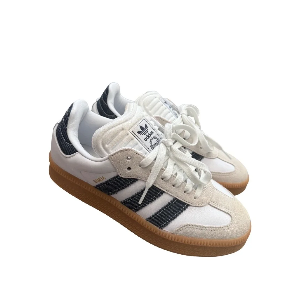 Adidas Samba XLG White Night Indigo Denim Sneakers Gum Sole Unisex M 7 / W 8.5